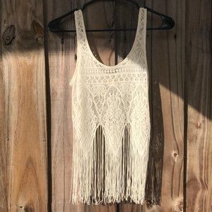 Hollister fringe crochet top